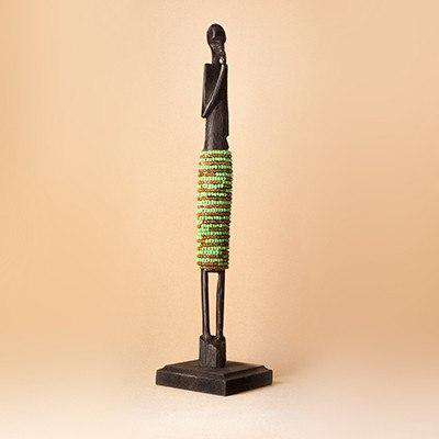 Beaded African Woman Sculpture - Africa Handmade