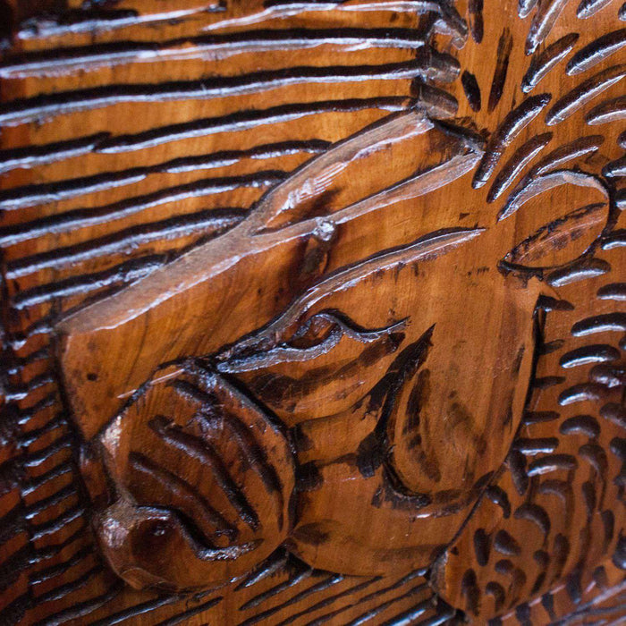 Bedside Table Kiaat-Wood Handcarved - Africa Handmade