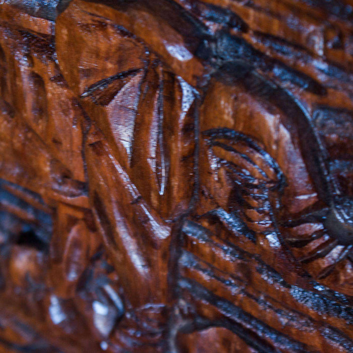 Bedside Table Kiaat-Wood Handcarved - Africa Handmade