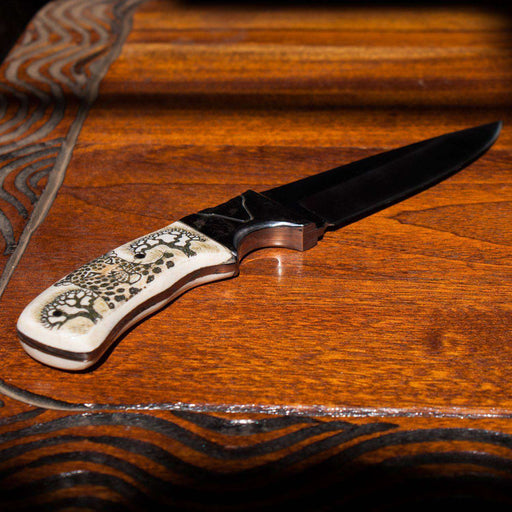 Custom Hand Made (Etched) Fixed Blade Hunting knife (Bone Handle) - Africa Handmade