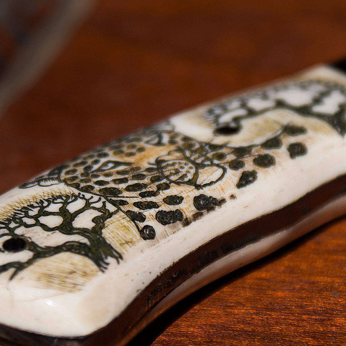 Custom Hand Made (Etched) Fixed Blade Hunting knife (Bone Handle) - Africa Handmade