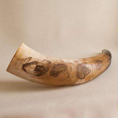 Engraved Cow Horn Display - Africa Handmade