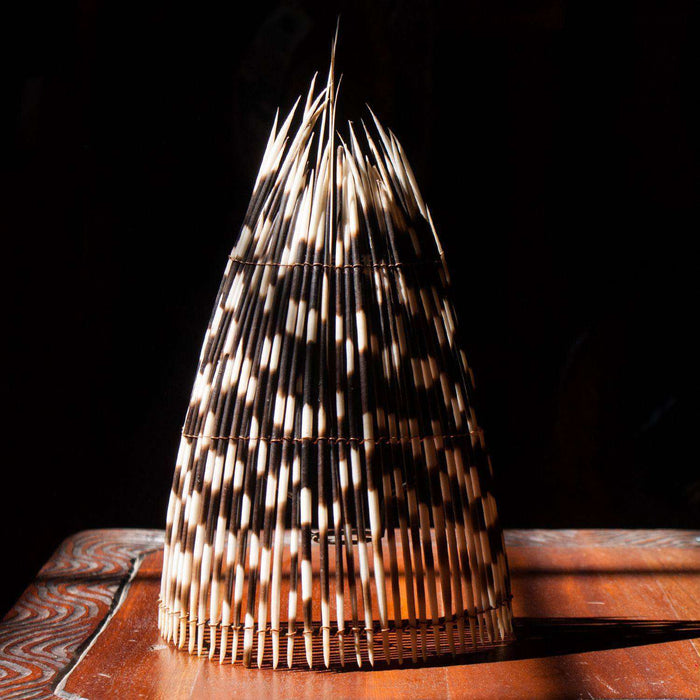 Genuine Wildebeest Horn and Porcupine Quill Combo Table Lamp with Fitting on Stand - Africa Handmade