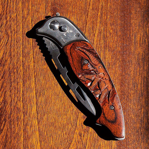 Hand Carved Wooden Handle Folding Pocket Knife (Elephant) - Africa Handmade
