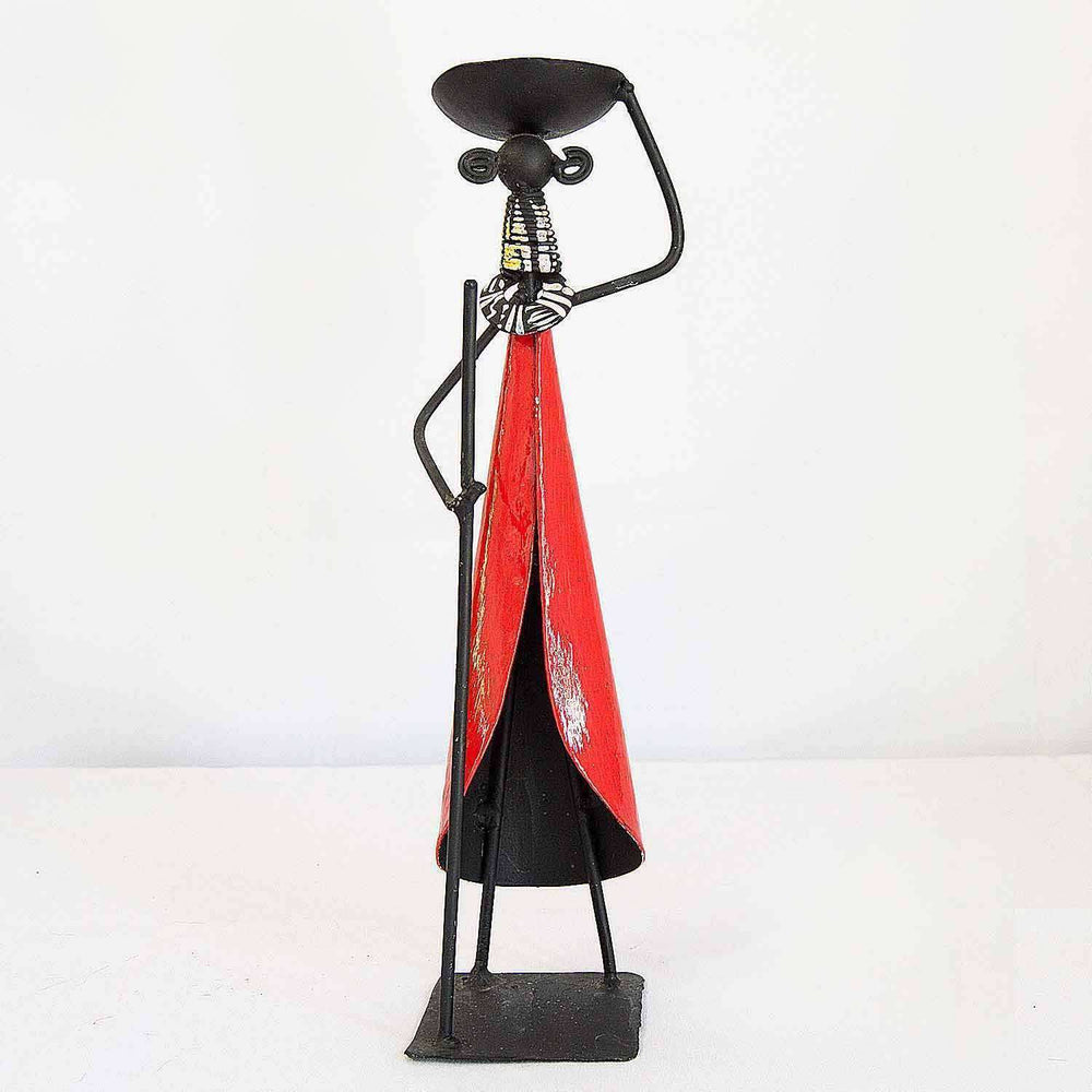 Masai Candle Holder Used Varnished Metal - Africa Handmade