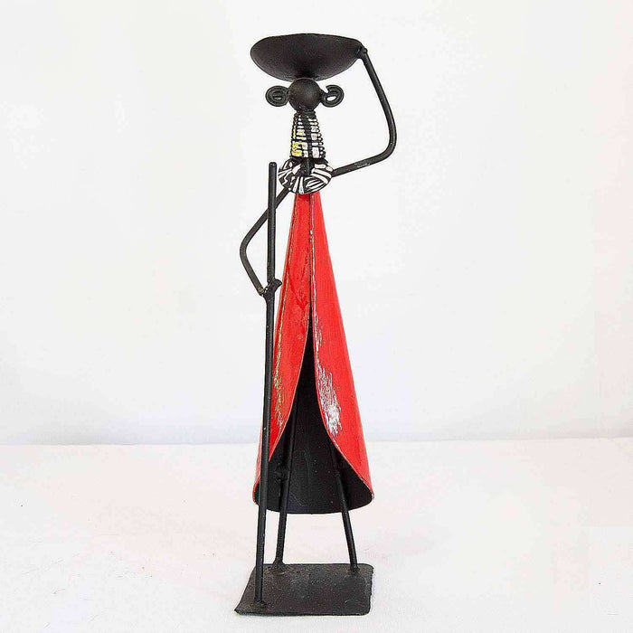 Masai Candle Holder Used Varnished Metal - Africa Handmade