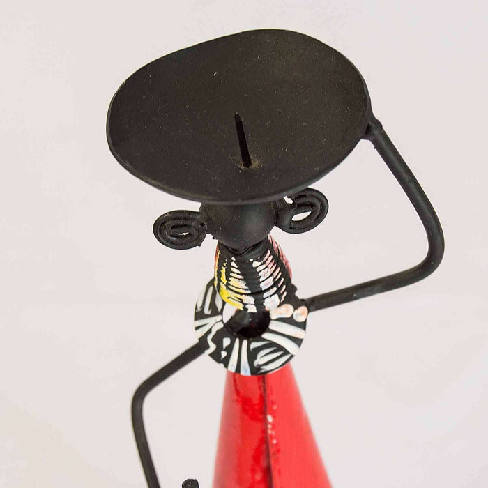 Masai Candle Holder Used Varnished Metal - Africa Handmade
