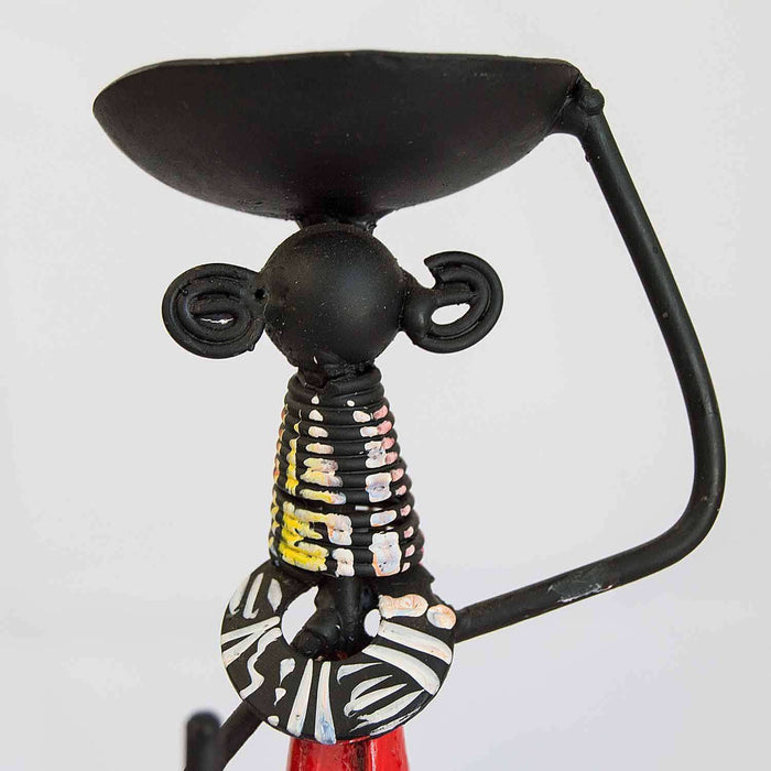 Masai Candle Holder Used Varnished Metal - Africa Handmade