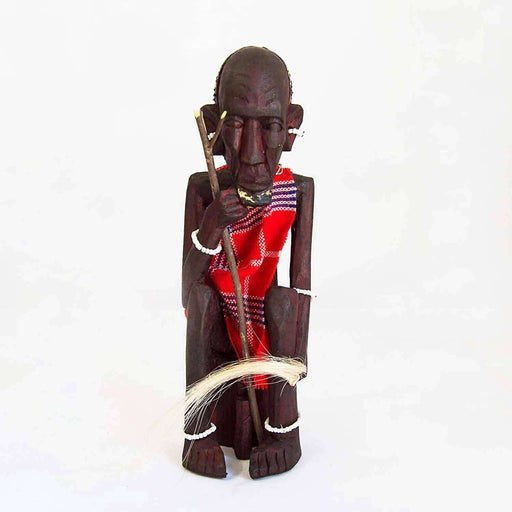 Sitting Masai Jacaranda Wood Sculpture - Africa Handmade
