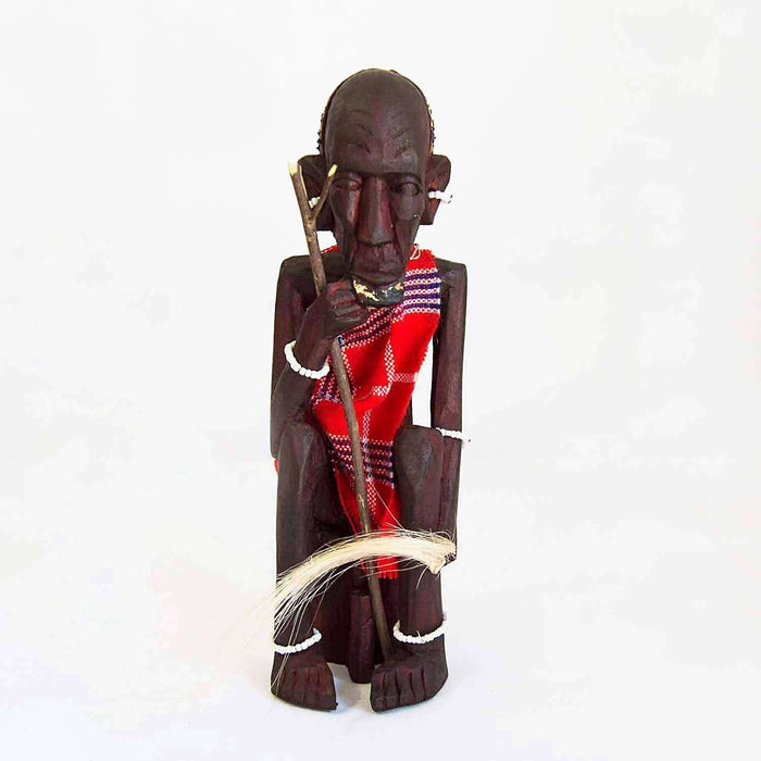 Sitting Masai Jacaranda Wood Sculpture - Africa Handmade