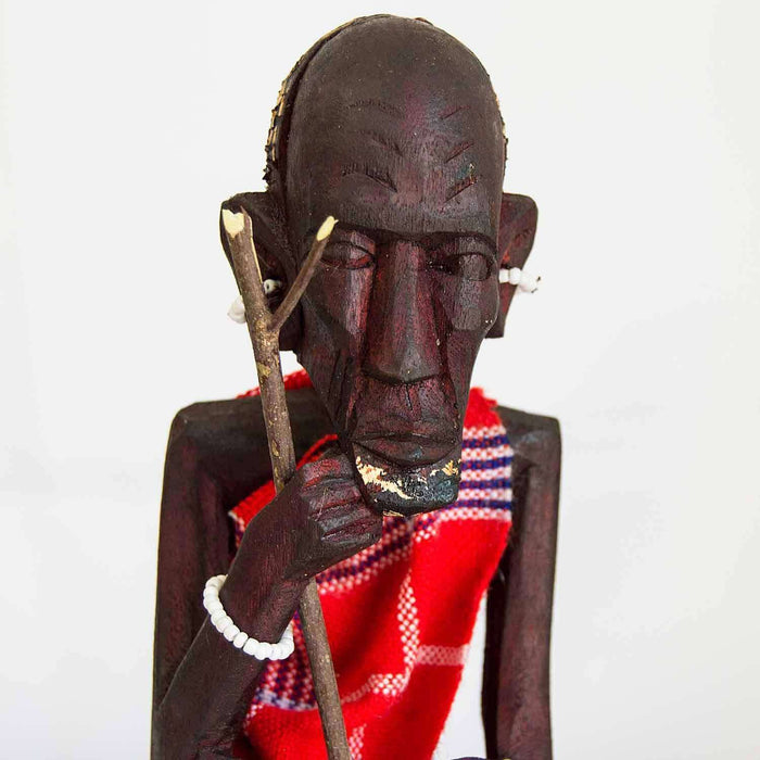 Sitting Masai Jacaranda Wood Sculpture - Africa Handmade